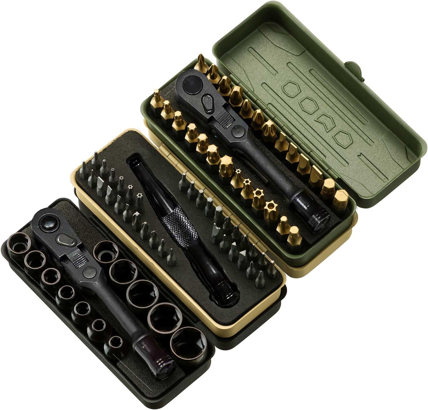 KESI Tool Torx Bit Set 77-Piece, Fully Armed Bits Ratchet Set with 13-Piece 1/4 Dr. Low Profile Sockets, 1/4 Dr 29-piece, and 35-piece Multi Function Bit Set