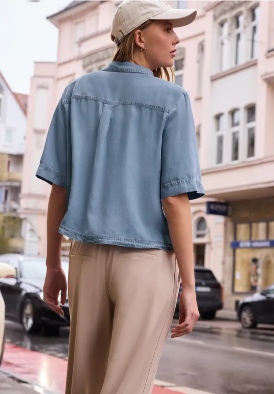 Kurzarm Bluse im Washed-Look
