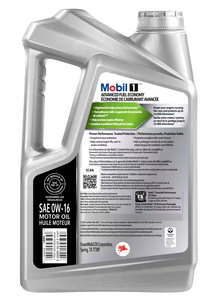 Mobil 1™ Advanced Fuel Economy 0W16 Synthetic Engine/Motor Oil, 4.73-L