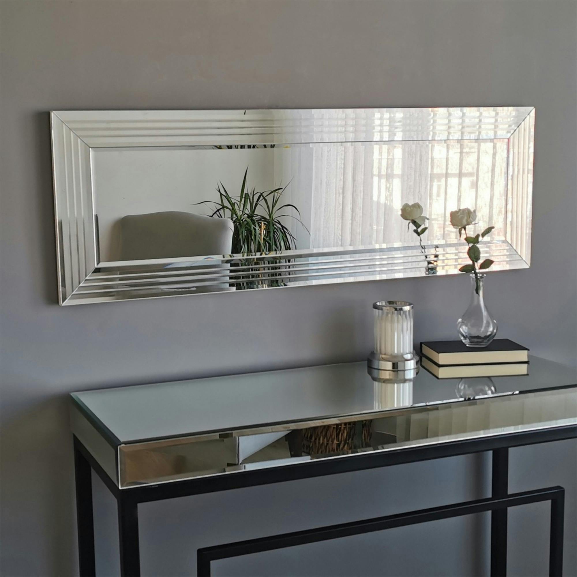 Miroir horizontal moderne chic - cadre rainuré 120 cm CODY