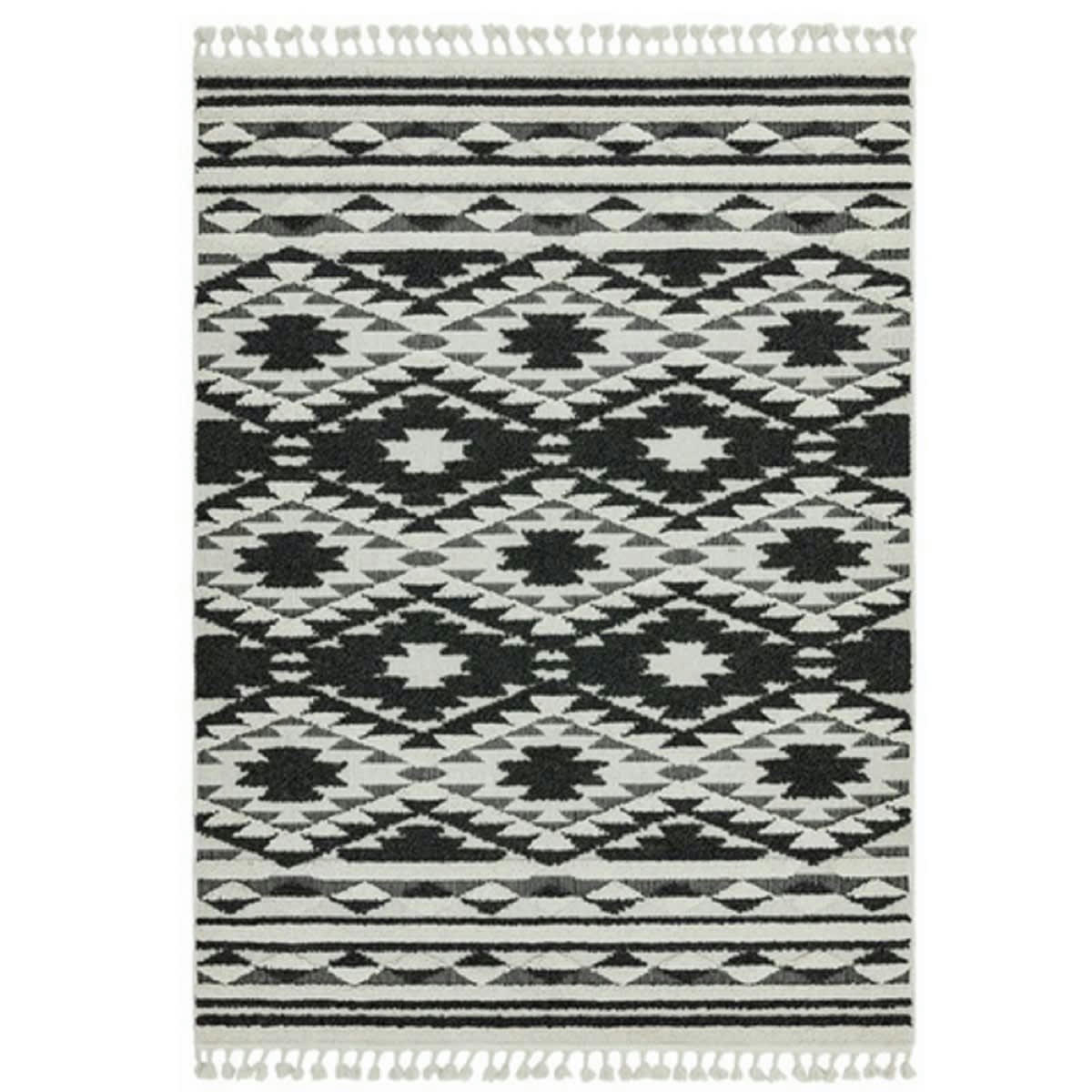 ZATA - Tapis style berbère en Polypropylène Noir 160x230 cm