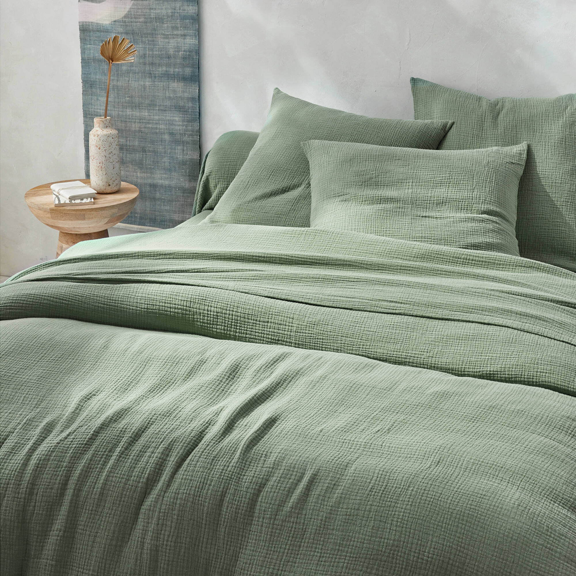 Linge de lit uni en triple gaze de coton