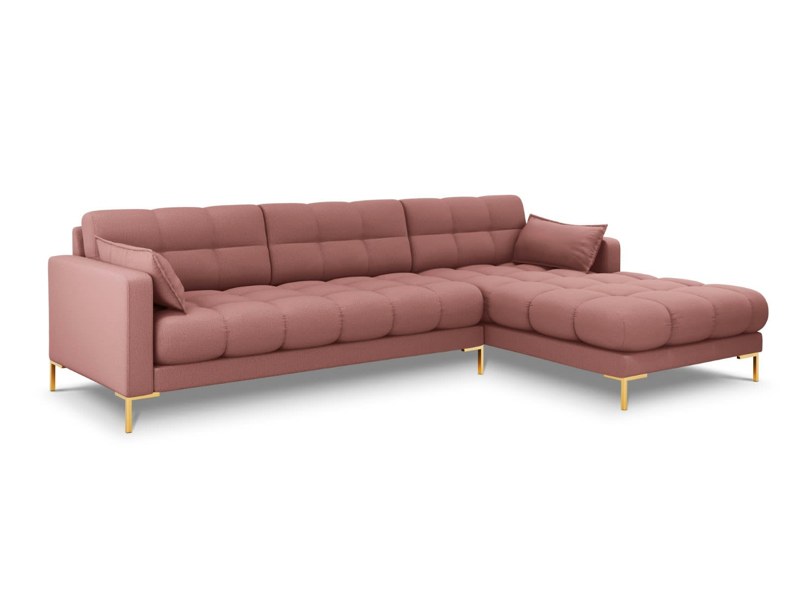 MAMAIA - Canapé d'angle droit 5 places en tissu structurel rose