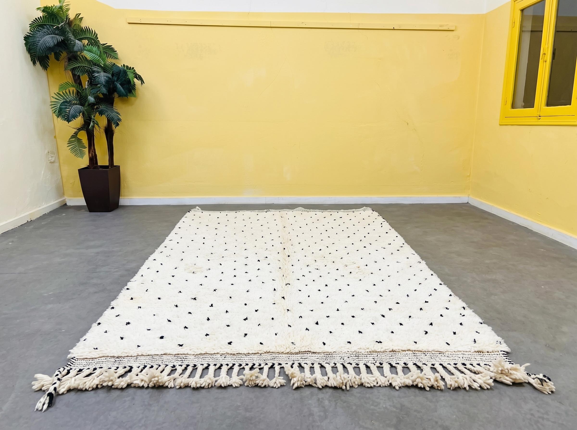 Beni ourain rug ivory dotted - Berber area rug - Minimlaist moroccan rug - Custom size rug - Wool area rug