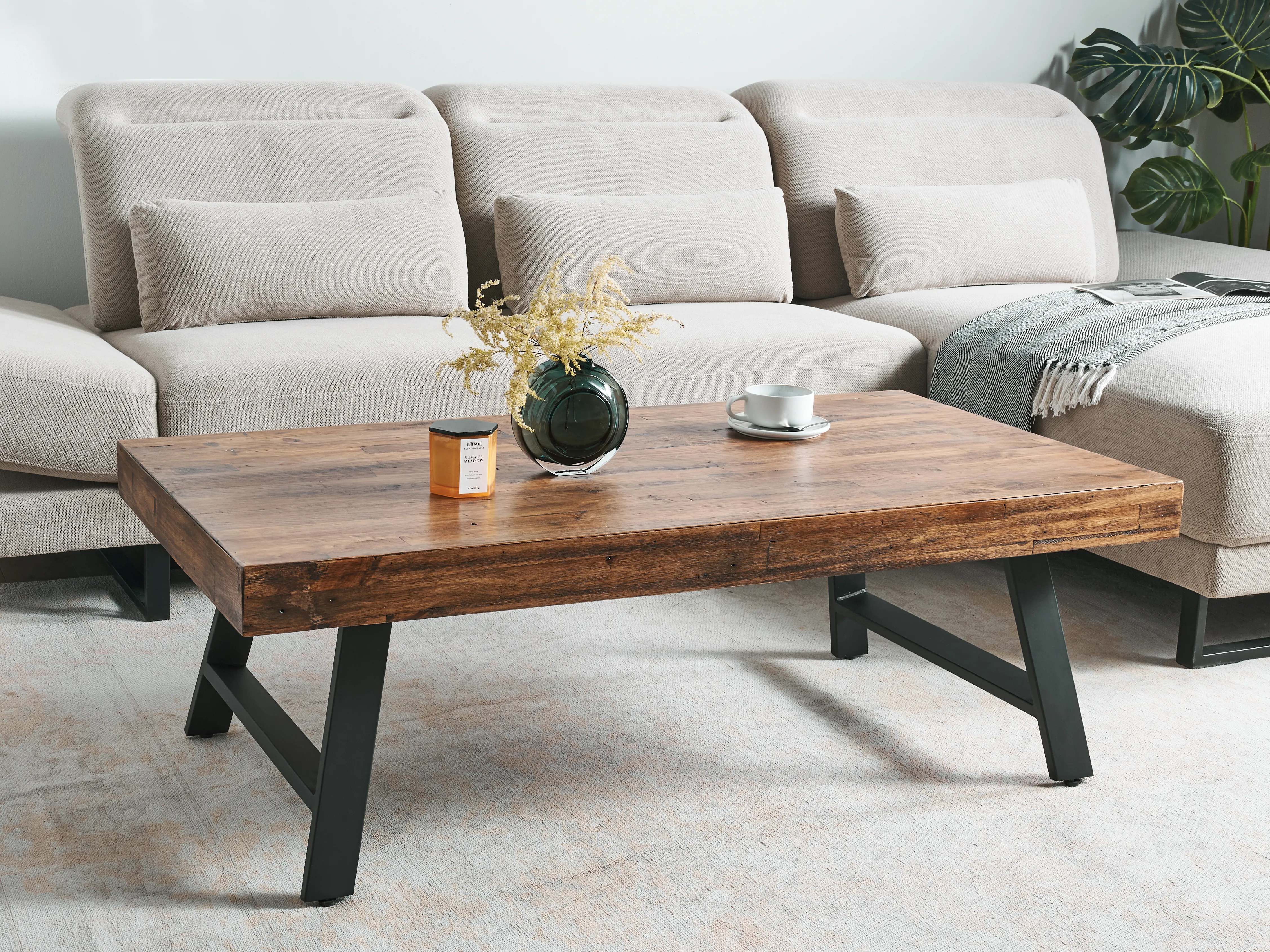 Coffee Table WARTON Pine Wood Dark Brown