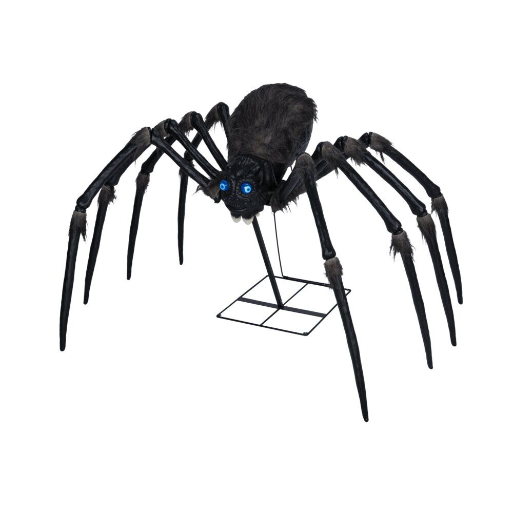 Décoration LED Halloween araignée animée sonore géante noire 140x168cm
