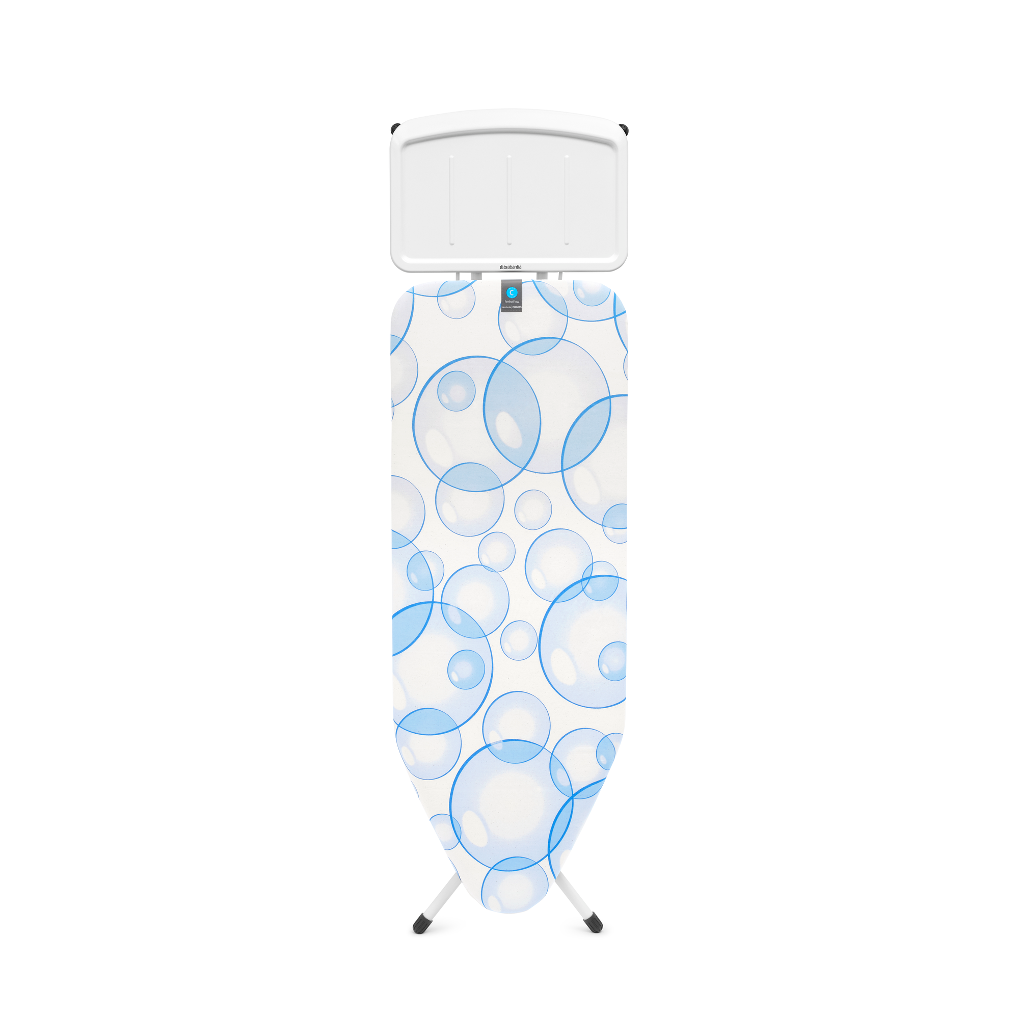 Brabantia Strijkplank C, 124x45 cm, solide stoomunithouder, PerfectFlow - Bubbles