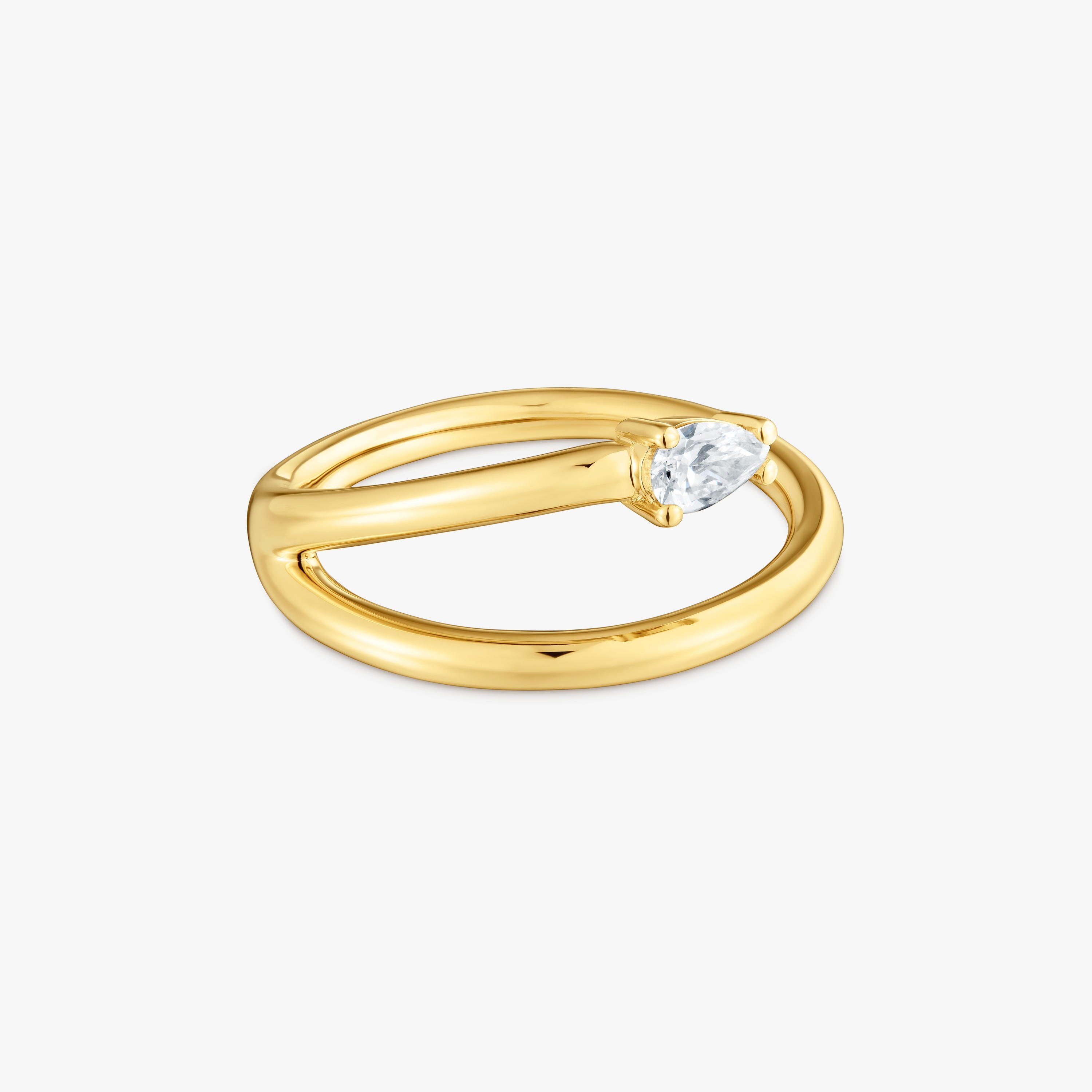 Anillo con baño de oro 18 kt sobre plata y diamante creado en laboratorio Lio LGD