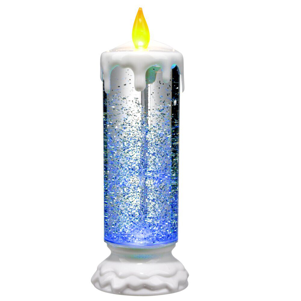 Bougie de No&euml;l animée LED effet neige Ø9xH23cm