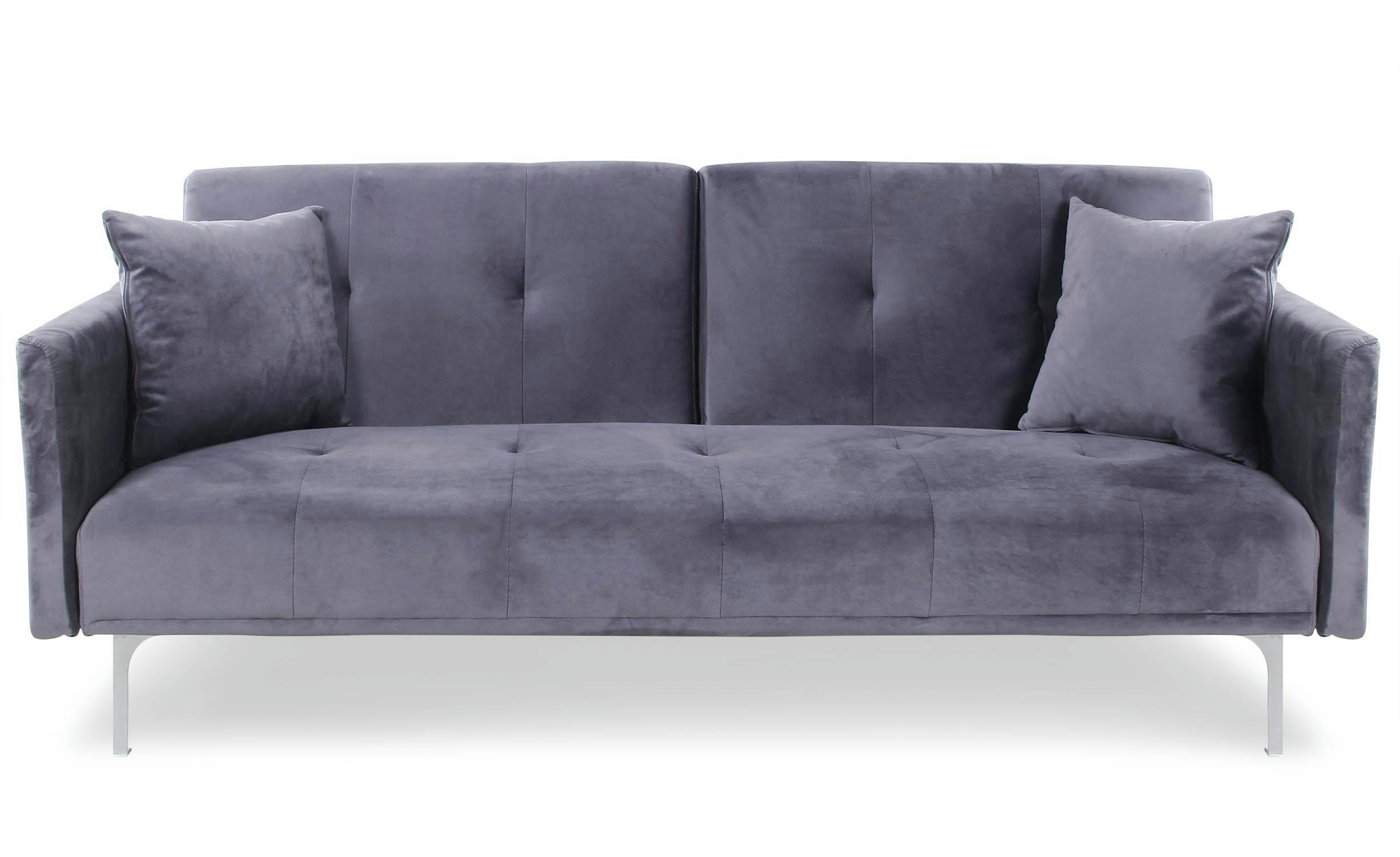 CARLA - Canapé convertible clic-clac 3 places velours gris