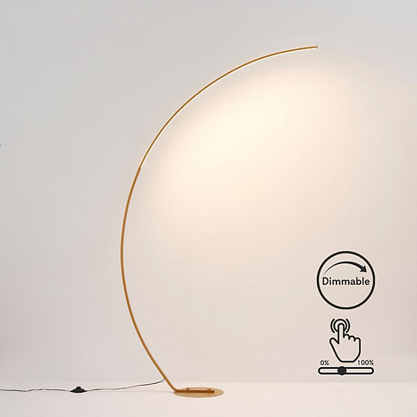 Lampadaire courbé LED dimmable laiton mat 184 cm - Thalia