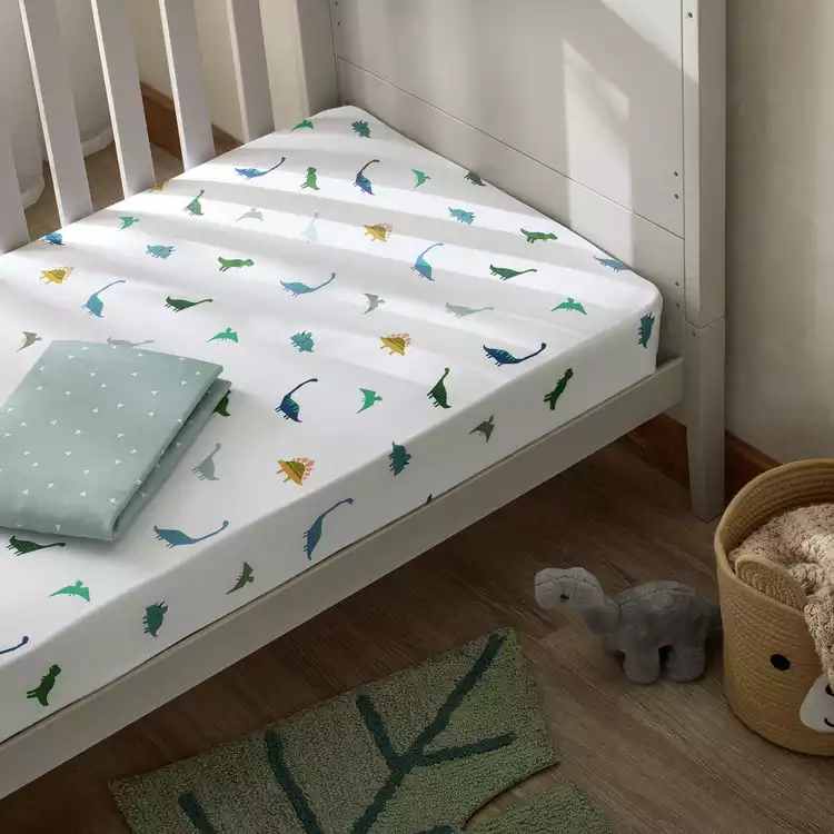 Habitat Cotton Jersey Little Dino Nursery Fitted Sheet - Cot