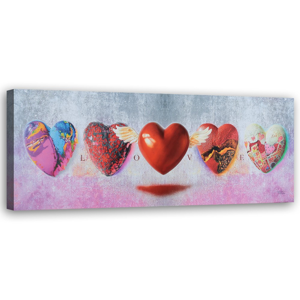 Feeby Obraz na płótnie Serca i napis love 90x30