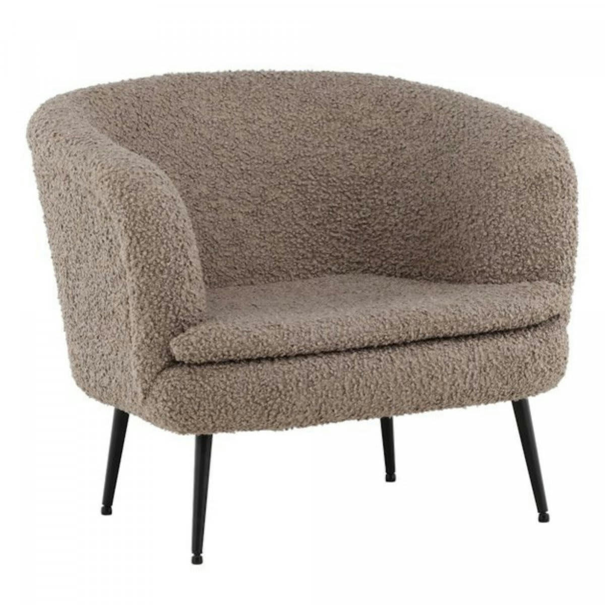 BOLS - Fauteuil arrondi en tissu bouclé gris foncé