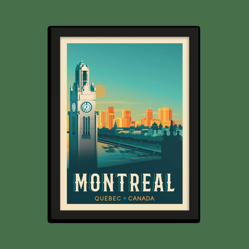 - Affiche Montréal Canada + Cadre Bois noir 21x29,7 cm