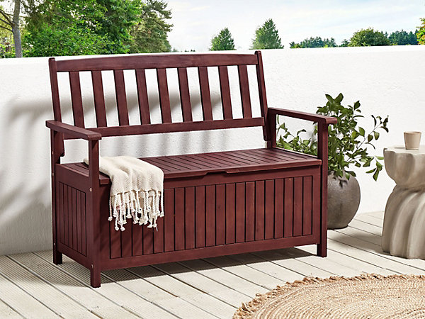 Banc de jardin SOVANA 120 cm avec rangement Acacia Rouge foncé
