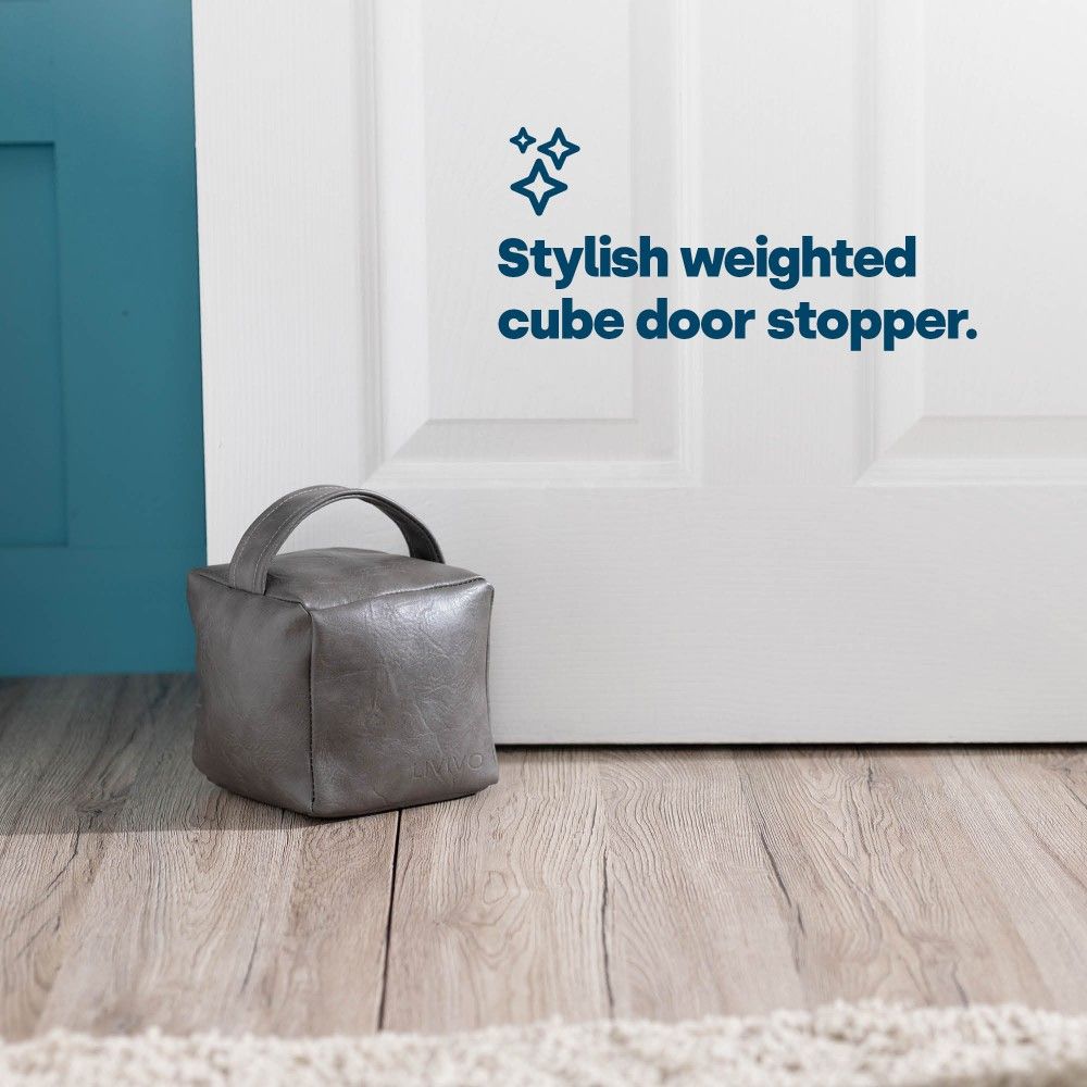 LIVIVO Weighted Cube Door Stopper Grey