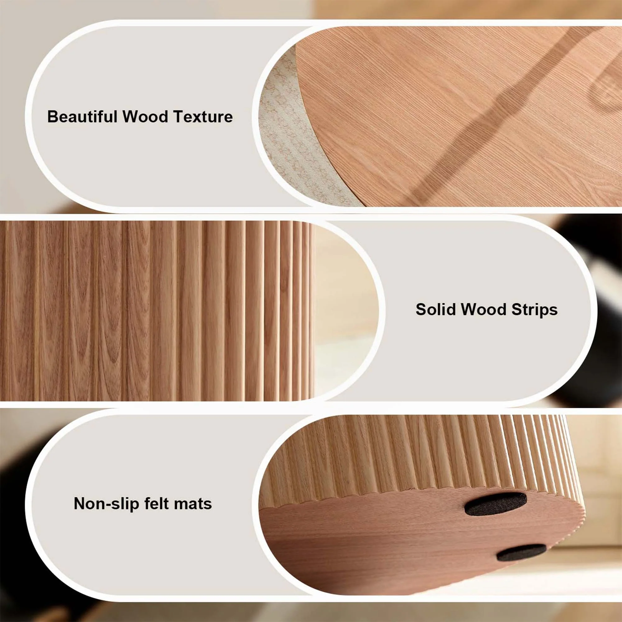 17.71 inch Round Fluted Side Table