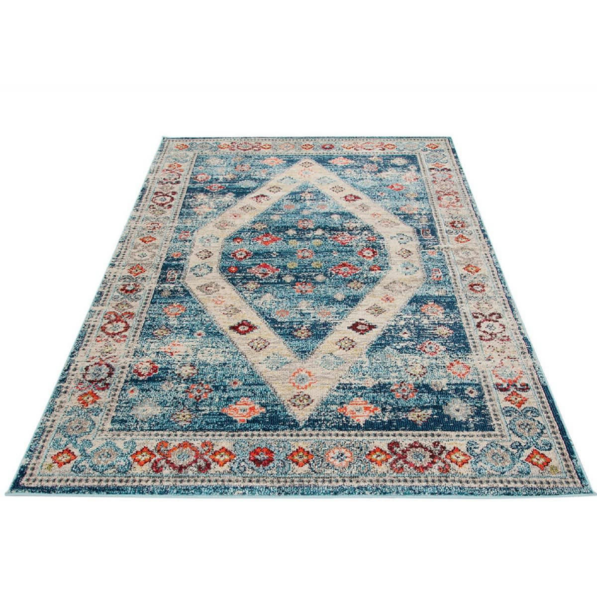 FANTA - Tapis de salon en polypropylène bleu lagon 135x190 cm
