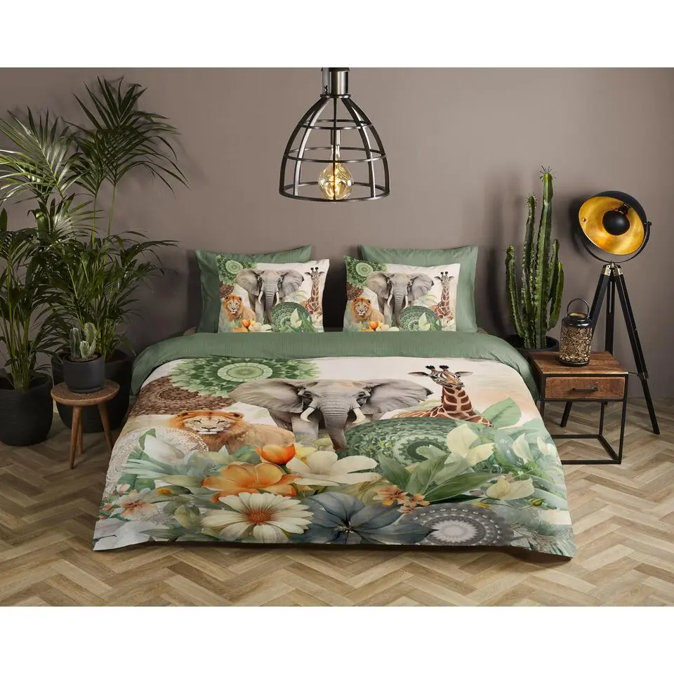 HIP Collectie Sagadar Dekbedovertrek Groen-1-persoons (140 x 200/220 cm)