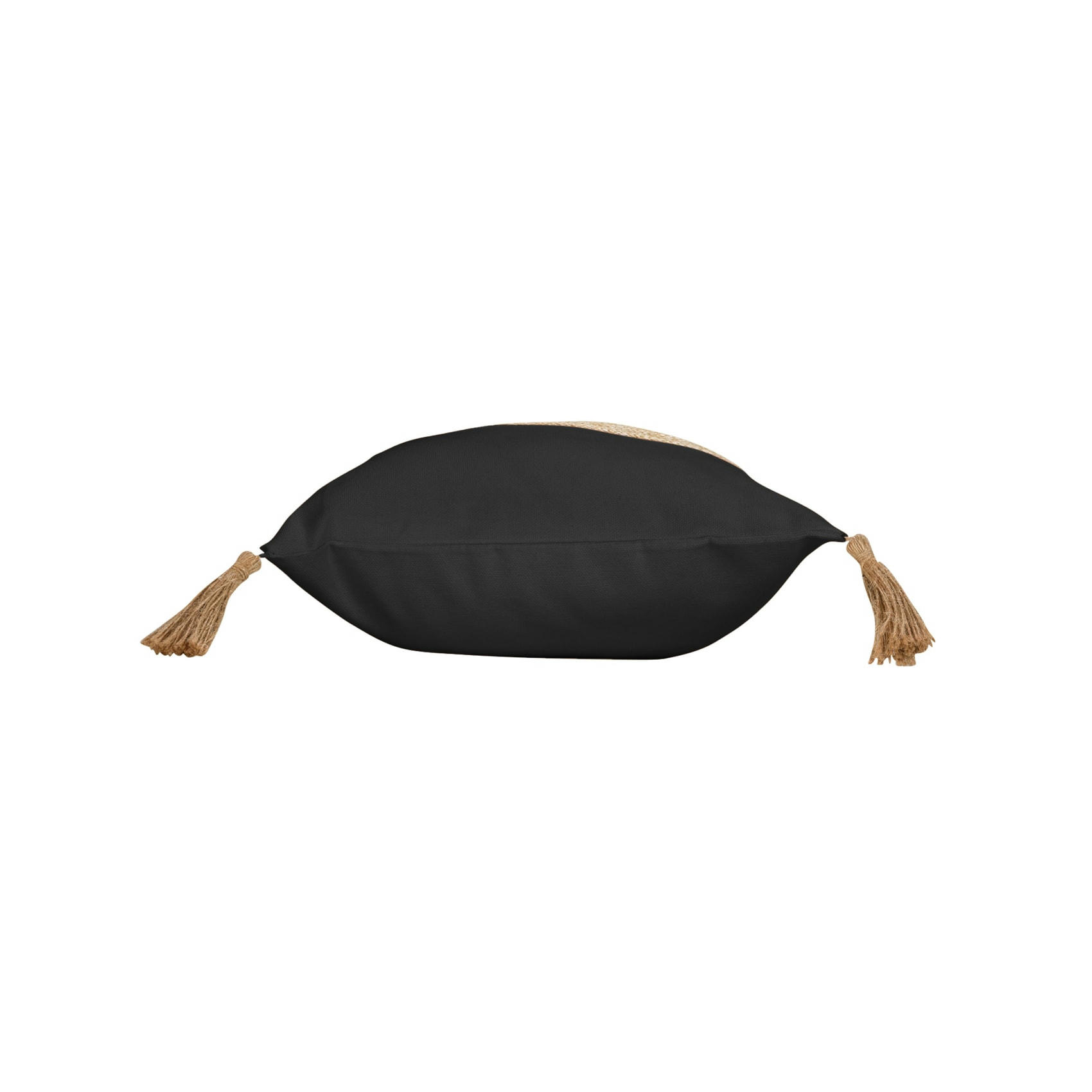 - Coussin avec bandeau en imitation raphia