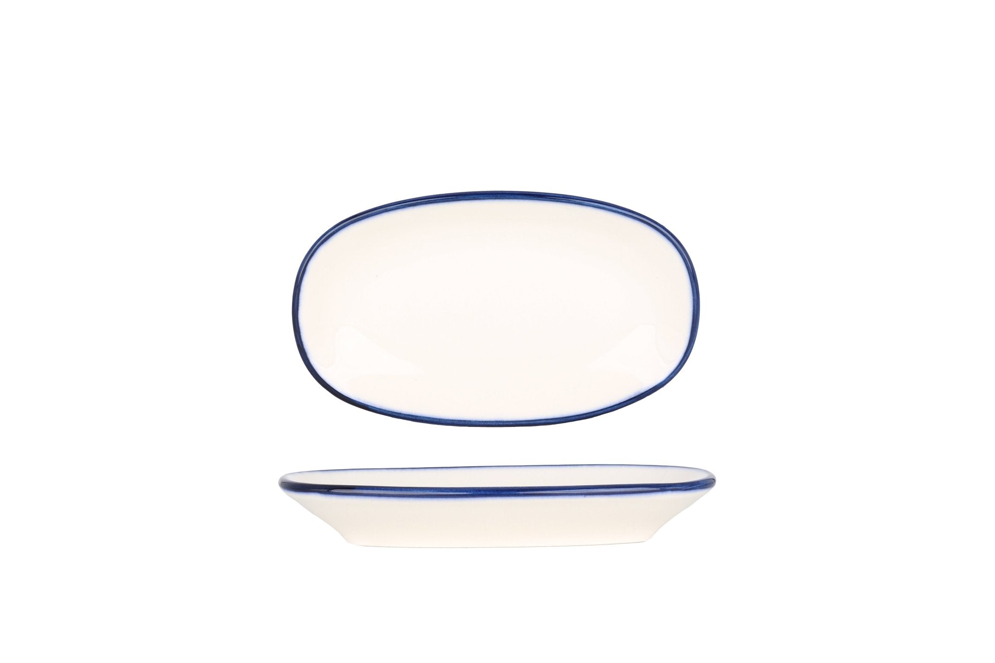 Bonna Serveerschaal - Linea Blue - Porselein - 15x8.5 cm - set van 4