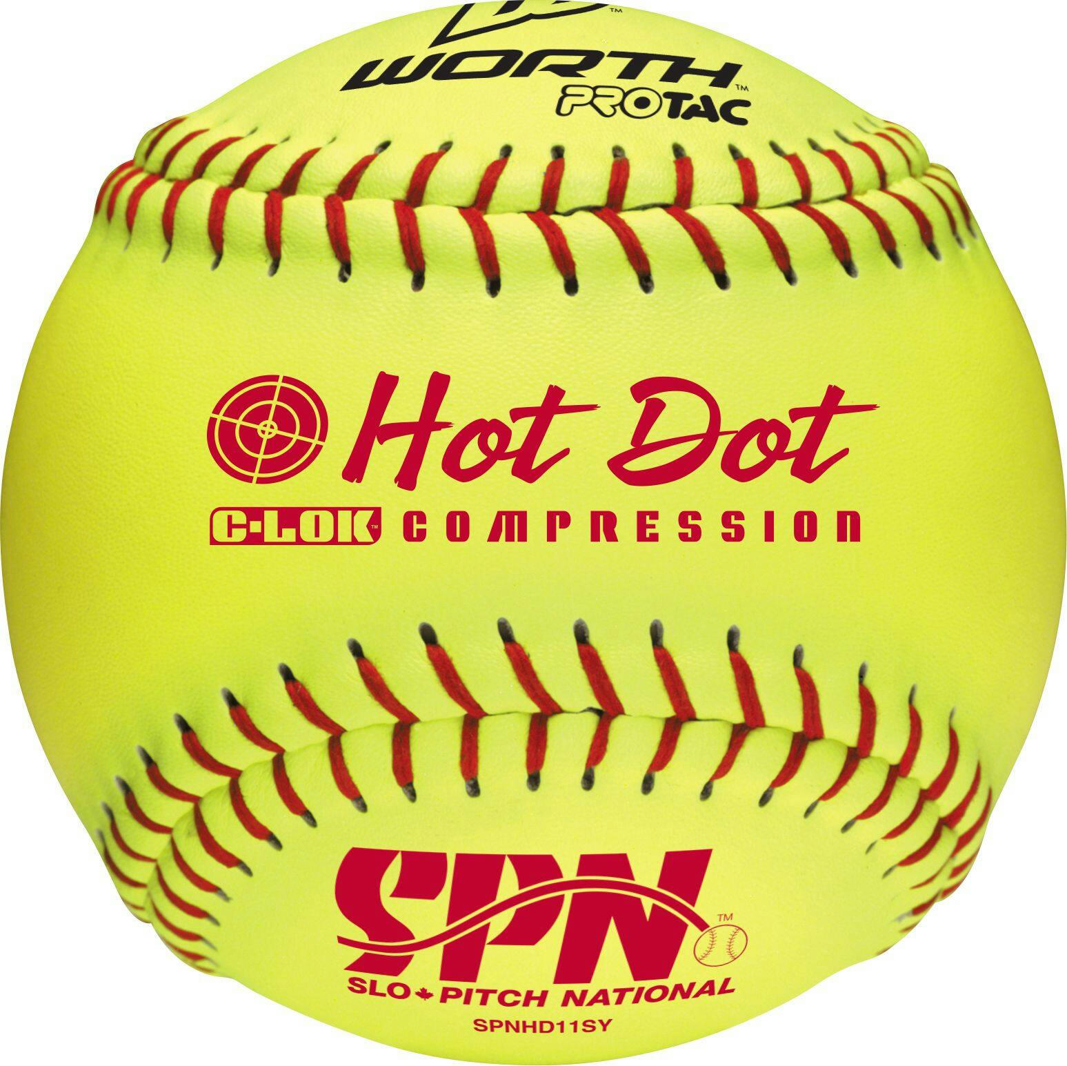 Worth SPN Hot Dot Slow Pitch SoftBall, 11-in