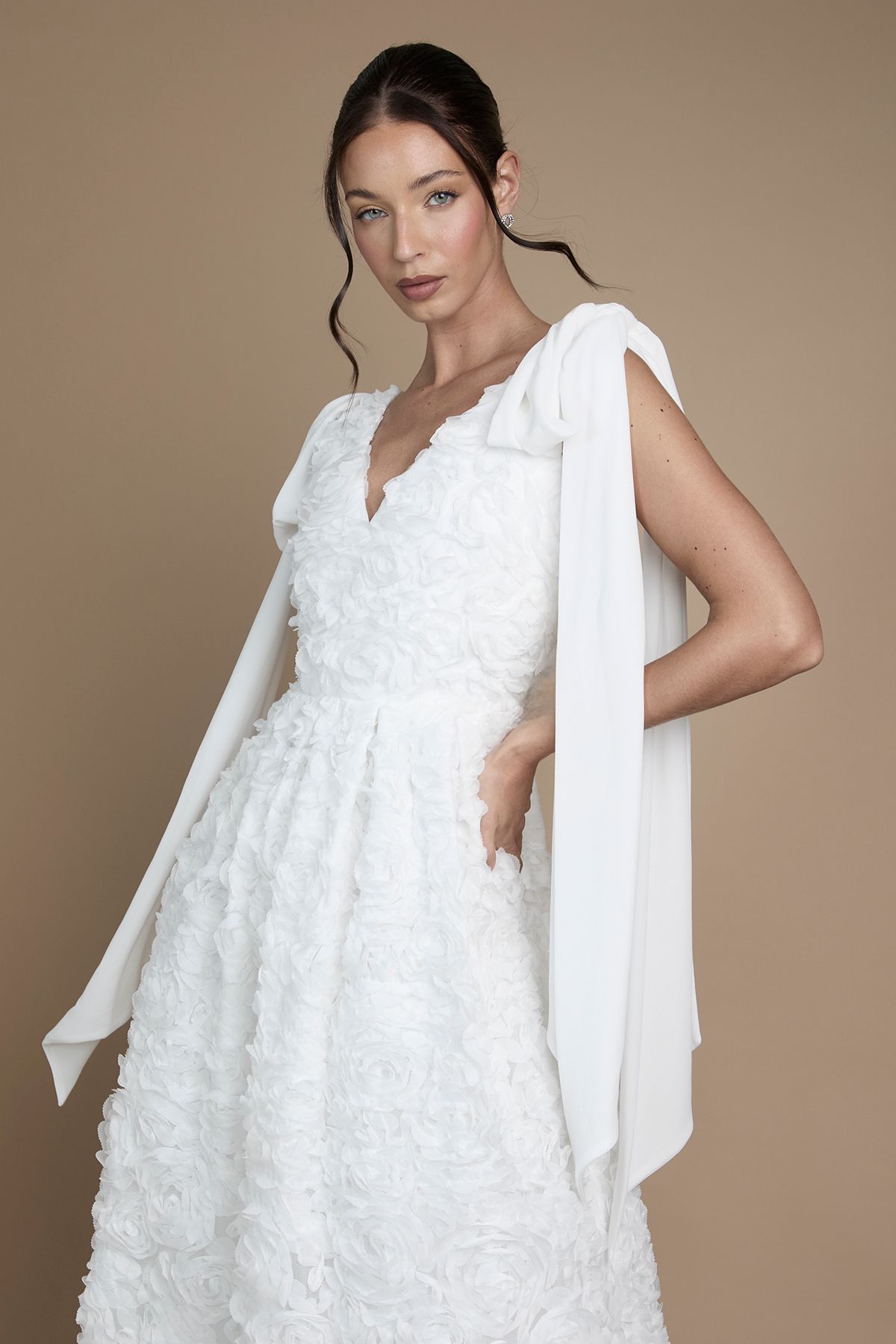 Coast Sleeveless Tie Shoulder Embellished Wedding Dress