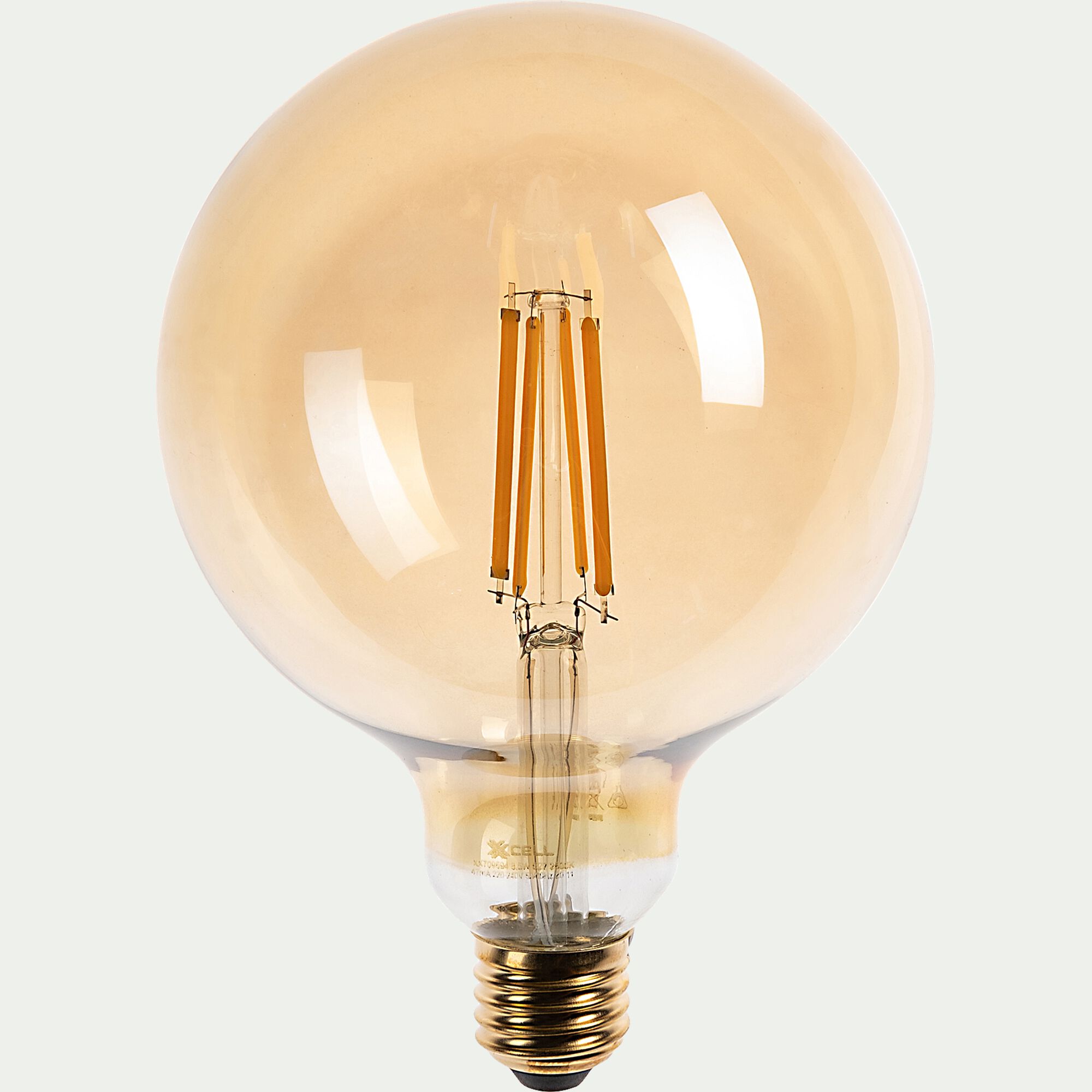 GLOBE - Ampoule globe LED déco à filament lumière chaude E27 - ambre