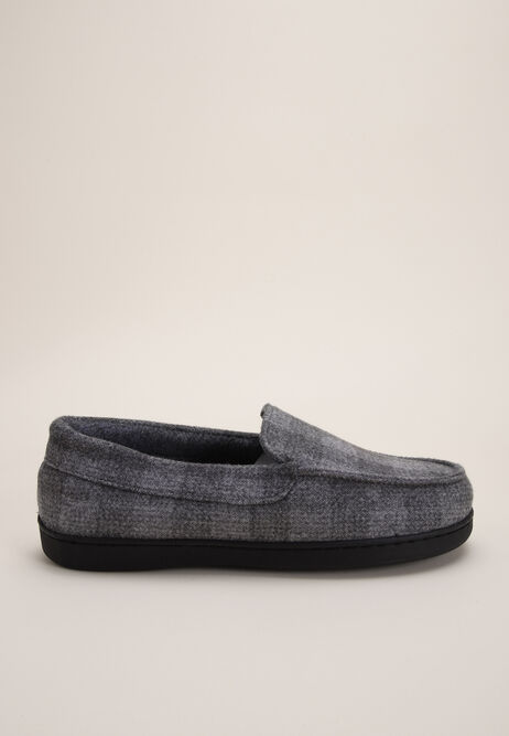 Mens Grey Check Closed Back Apron Slippers