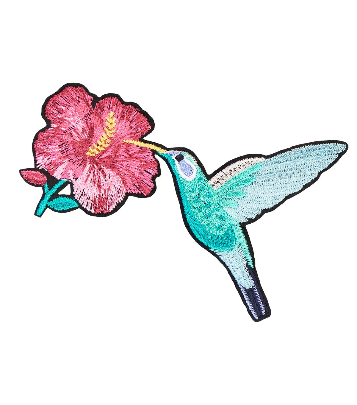 4 x 2.5 Hummingbird With Flower Iron On Patch by hildie & jo