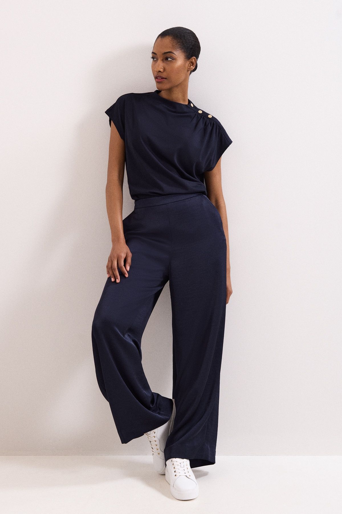 Phase Eight Paige Ruched Shoulder Hardware Ponte Top
