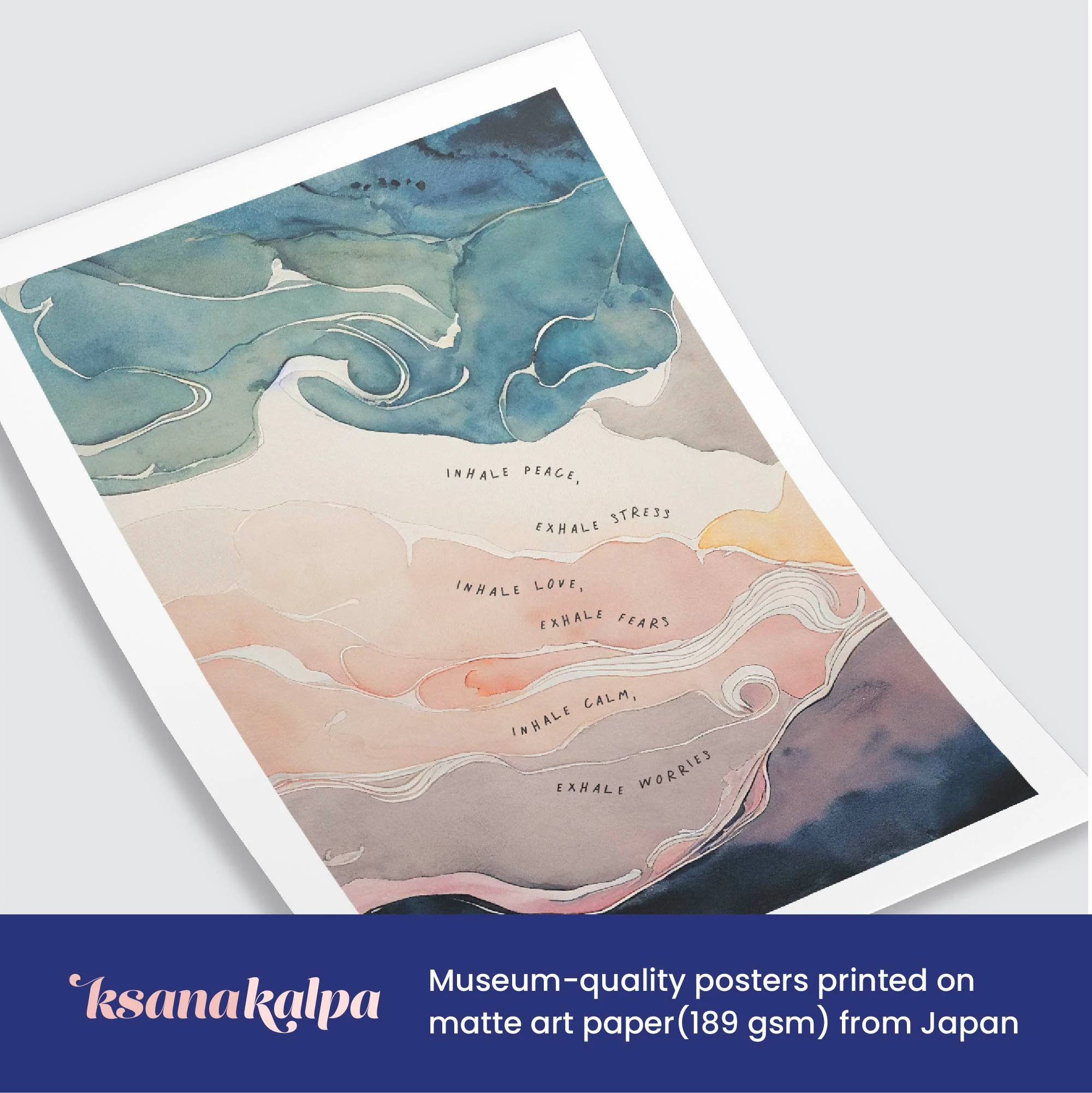 INHALE EXHALE SEQUENCE Printed Poster | therapy office, therapist decor, school counsellor, mental health art, watercolor abstract