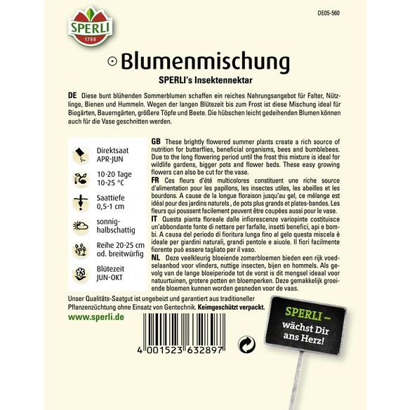 Blumenmischung »SPERLI's Insektennektar«, einjährig, reiches Nahrungsangebot, Höhe 40-120 cm