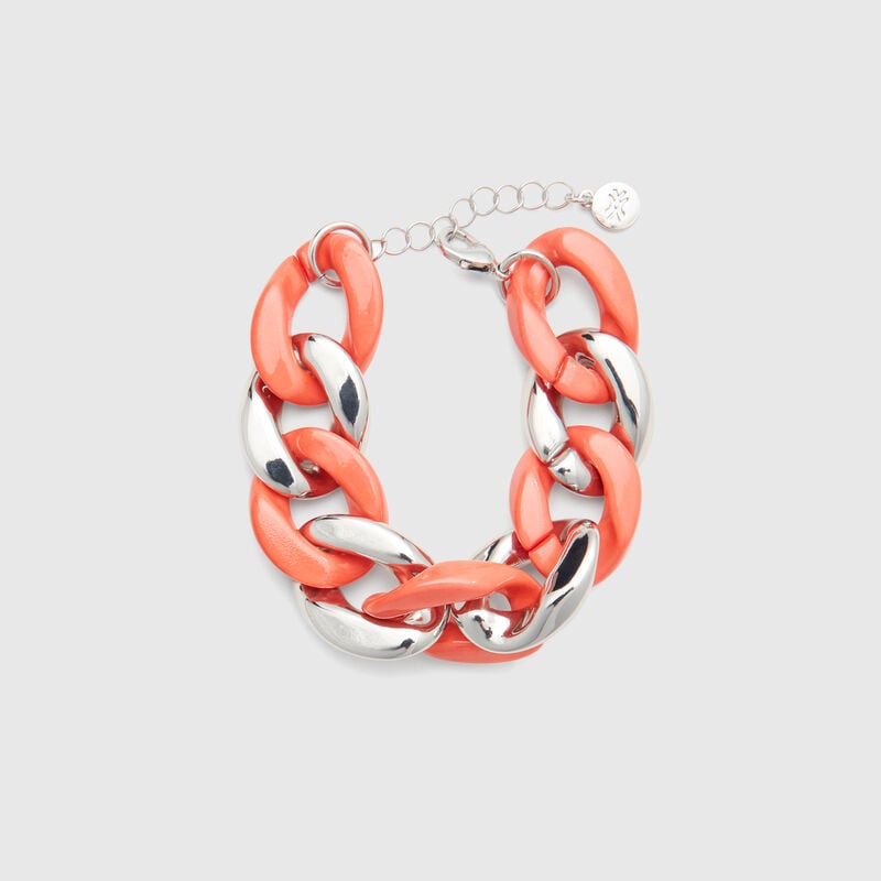 Silver and pink chain bracelet