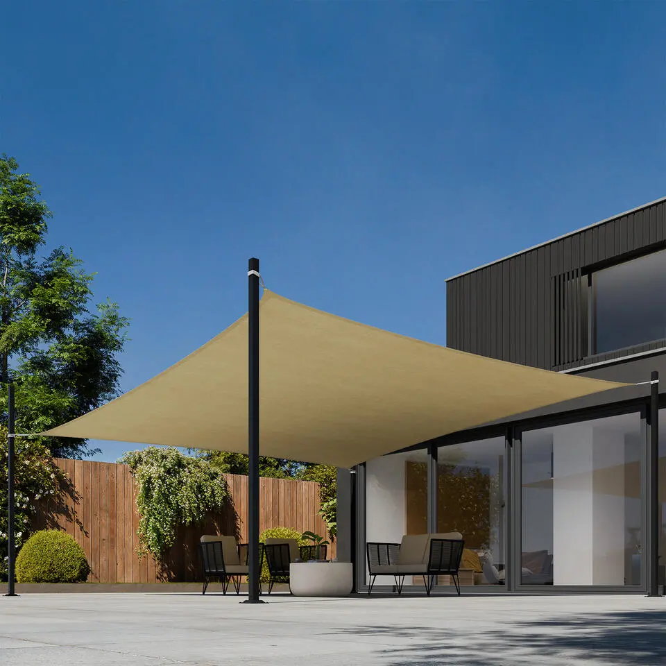 tectake Polyethyleen zonnezeil vierkant beige, Beige