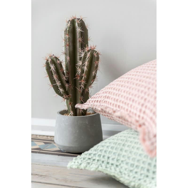 GAUFRE - Coussin coton vert clair 50x50