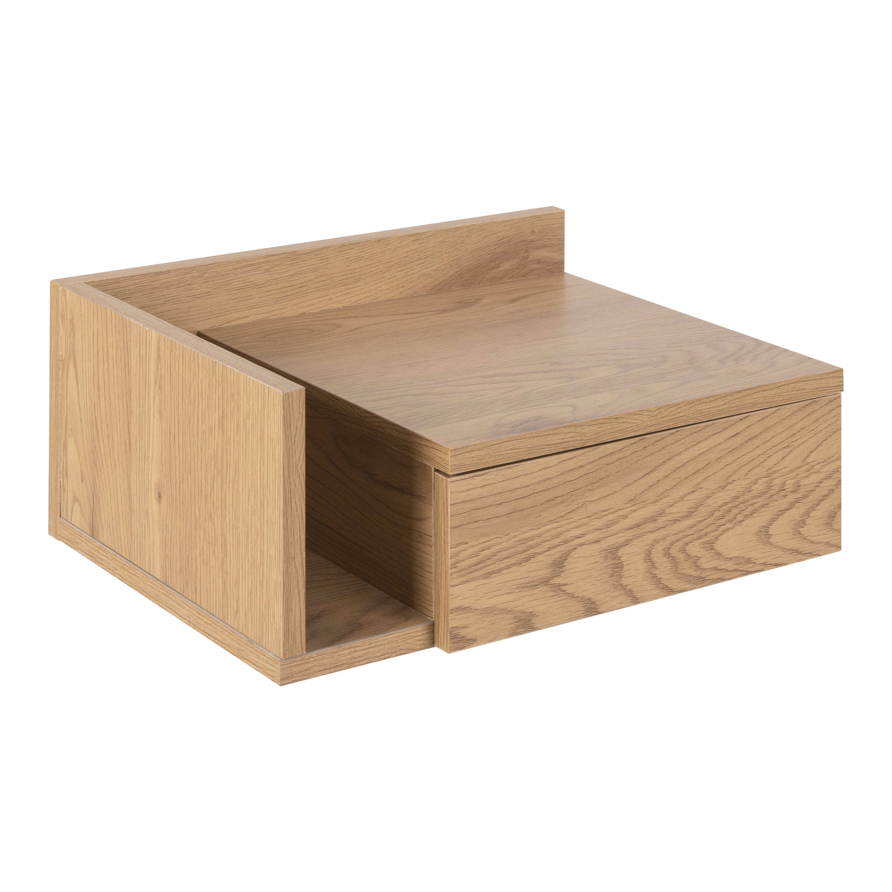 by fonQ basic Zoey Nachtkastje met zijvakje - Eikenbruin