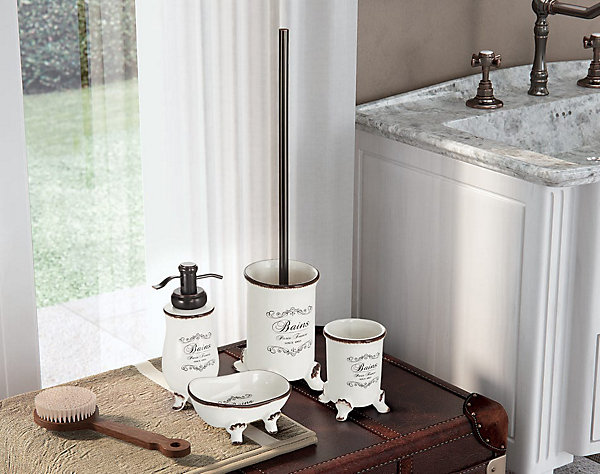 Distributeur De Savon En Céramique Et Métal Au Style Shabby Chic - Amelia