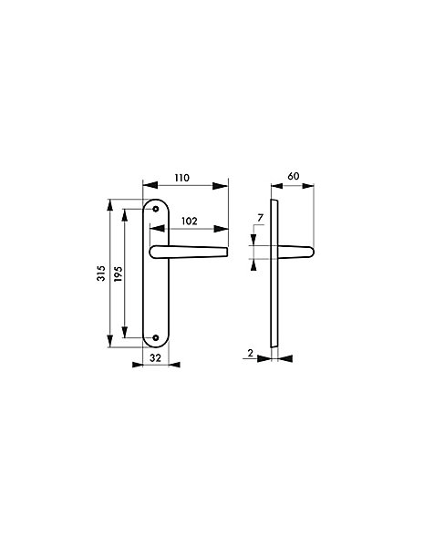 Ensemble de poignées pour porte intérieure Coq sans trou, carré 7mm, entr'axes 195mm, laqué noir - THIRARD