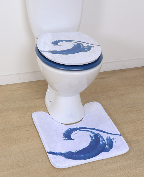 Mata Łazienkowa wcinka WC 45x50 cm Anti-Poślizgowa Kremowo-Niebieska