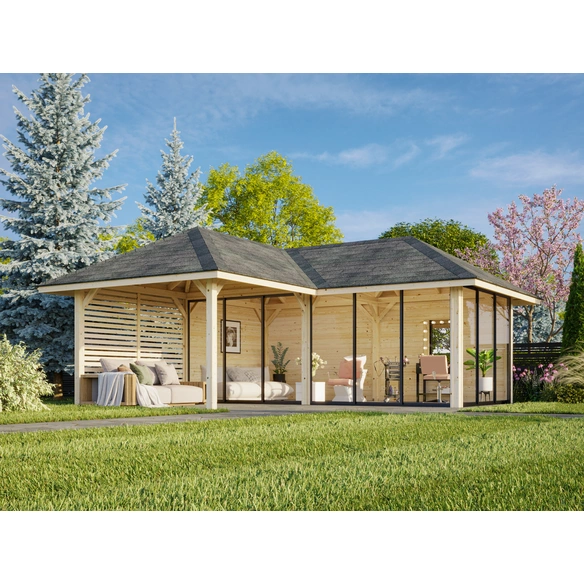 Pavillon »Bianca«, Aufstellmaße BxTxH: 672 x 672 x 319 cm, tauchgrundiert, Holz