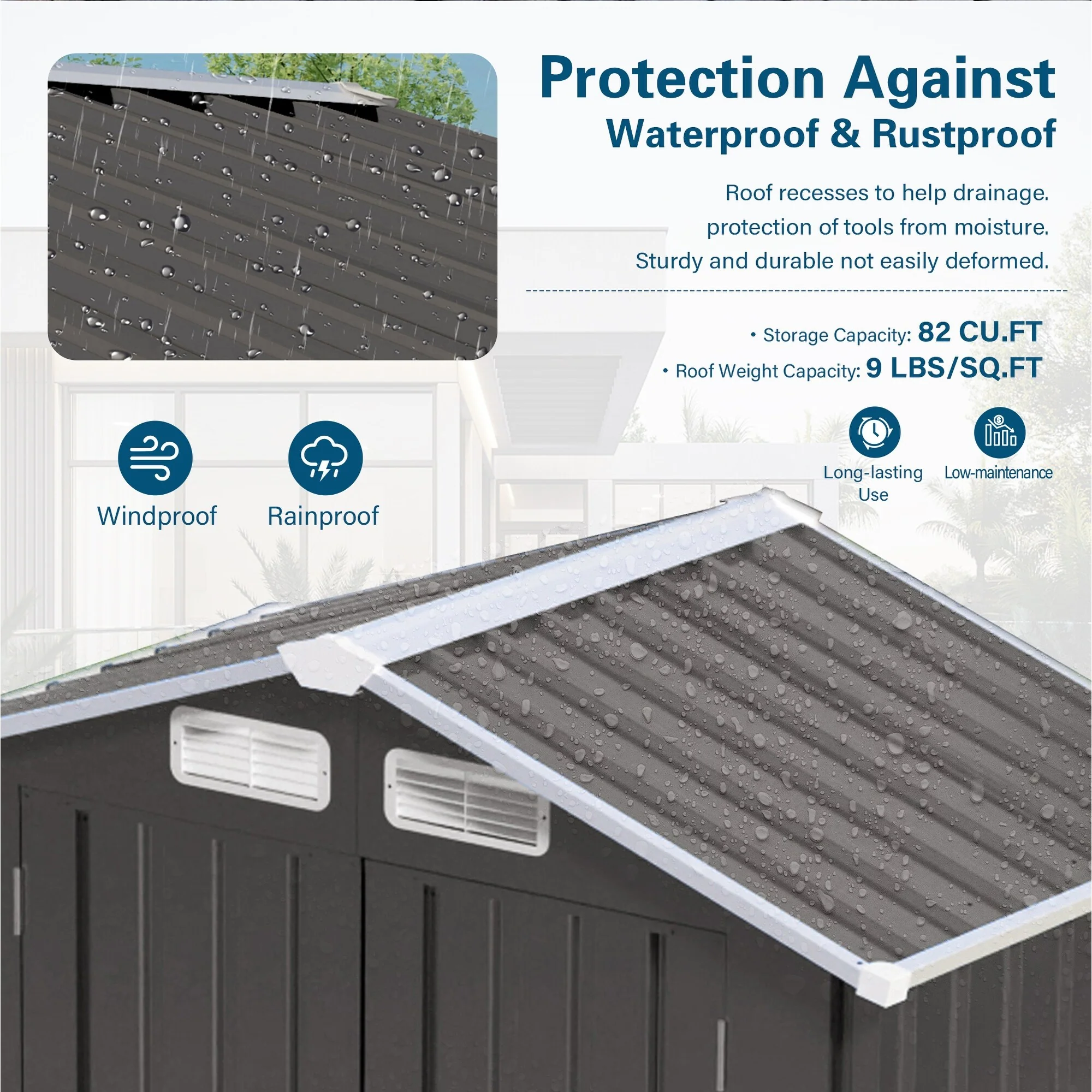 6X4 FT Metal Outdoor Storage Shed, Tool Shed with Pitched Roof Watertight with Positive Window and Lockable Door