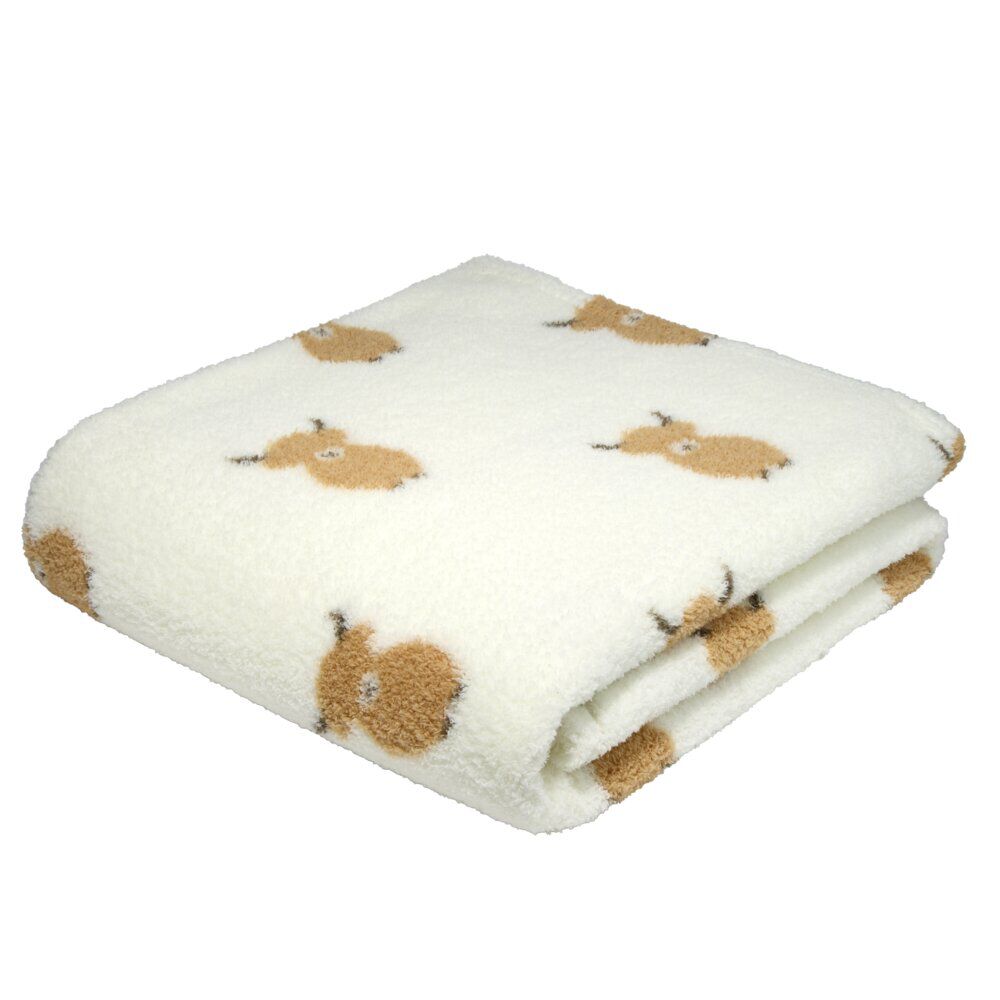 Plaid doux imprimé motif vache Highland beige et marron 140x180cm
