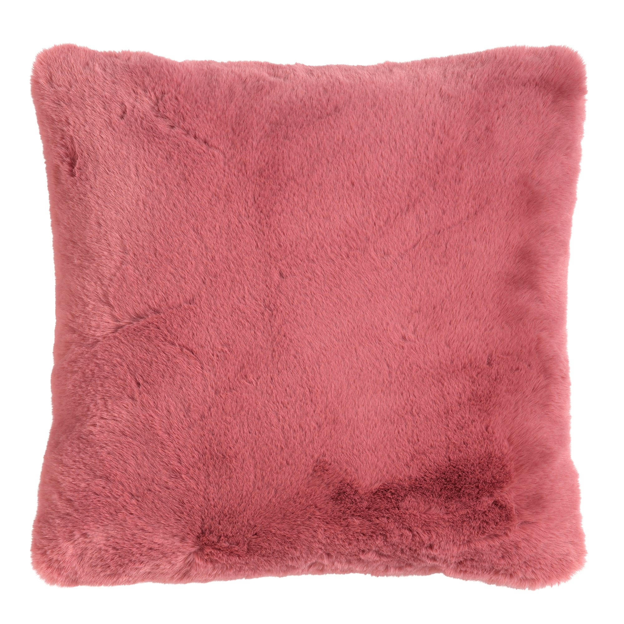 - Housse de coussin rose fausse fourrure-45x45 cm uni