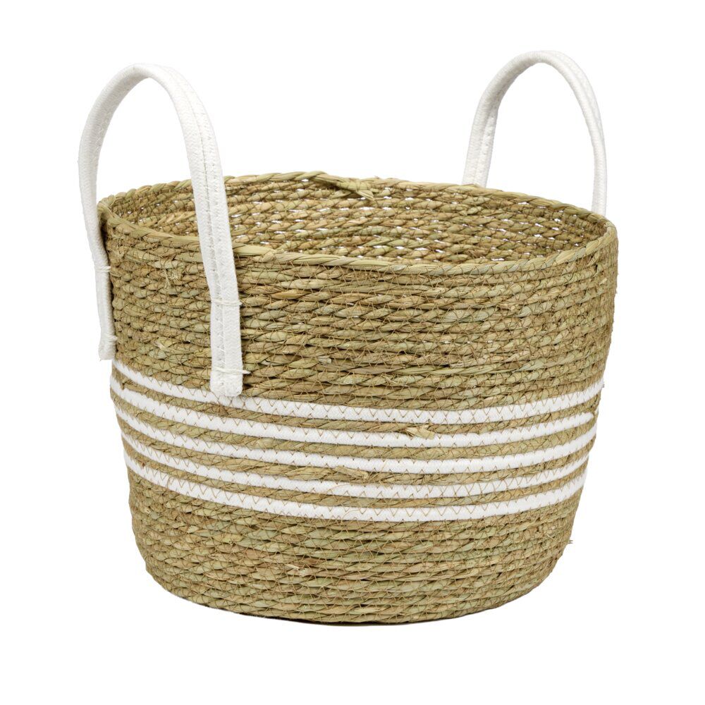 Panière avec grandes anses fibre et coton Ø32xH28cm Taille L
