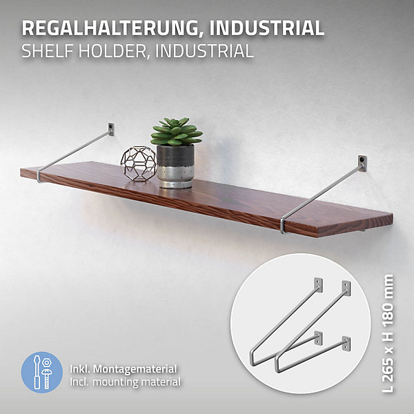 Lot de 2 supports d'Etagere murale console décorative en acier