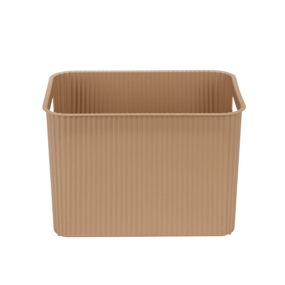 Panière de rangement 14L rectangulaire plastique marron 35x26,5xH20cm