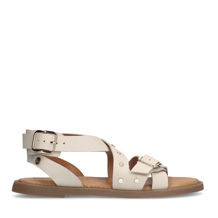 No Stress Witte leren sandalen met studs