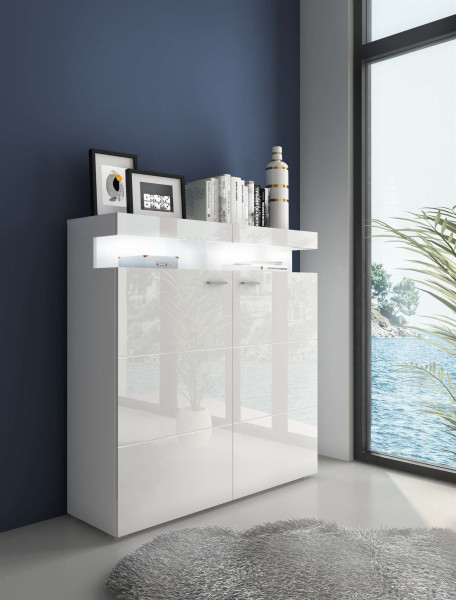 Komoda VANCOUVER W9.832 w białym połysku LED
